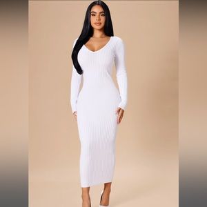 knit white long sleeve dress from Fashion Nova